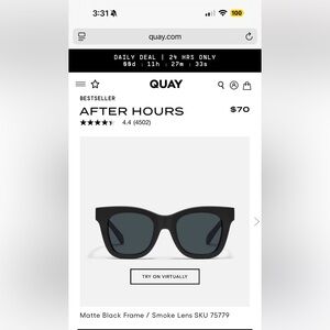New Quay Australia After Hours Matte Black Sunglasses